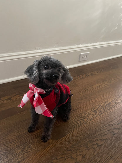 Red plaid dog bow