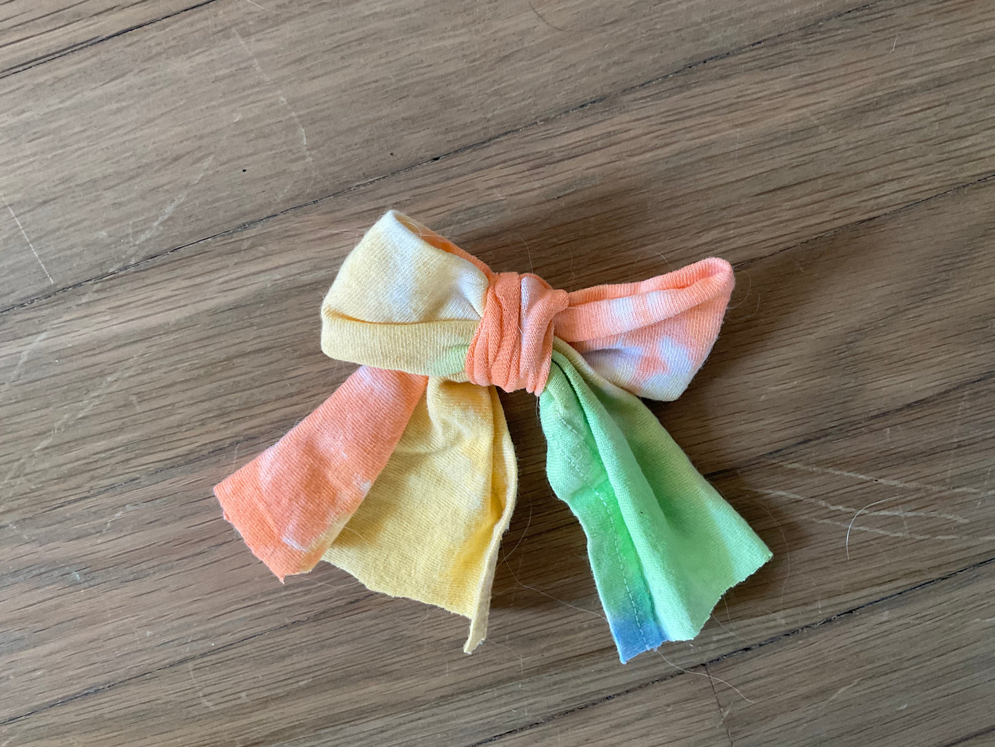 Rainbow tie-die dog bow