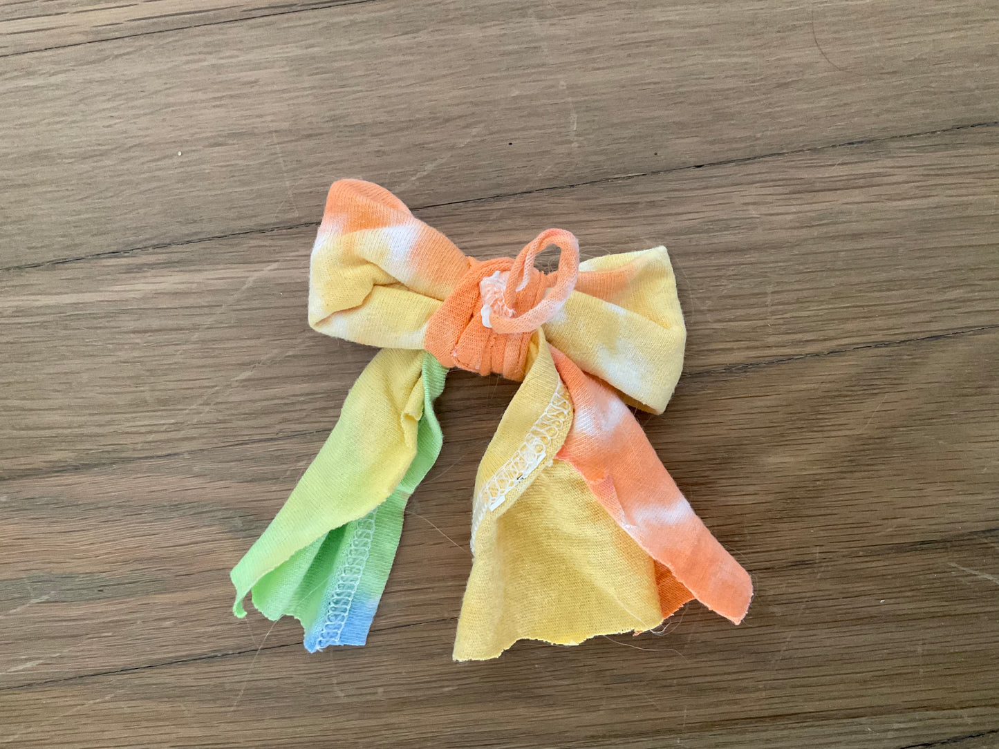 Rainbow tie-die dog bow