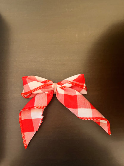 Red plaid dog bow